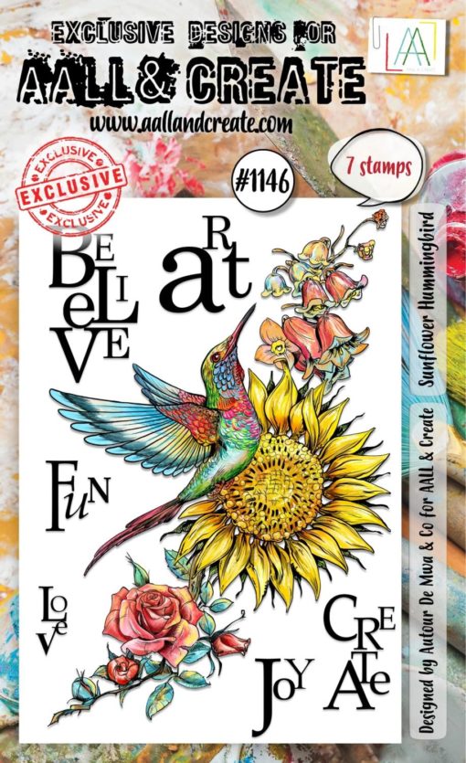 Aall & Create - #1146 - A6 STAMP SET - Sunflower Hummingbird