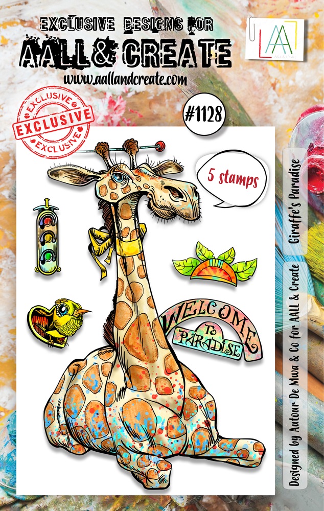 Aall& Create - # 1128 - Giraffe's Paradise  - A7 STAMP -