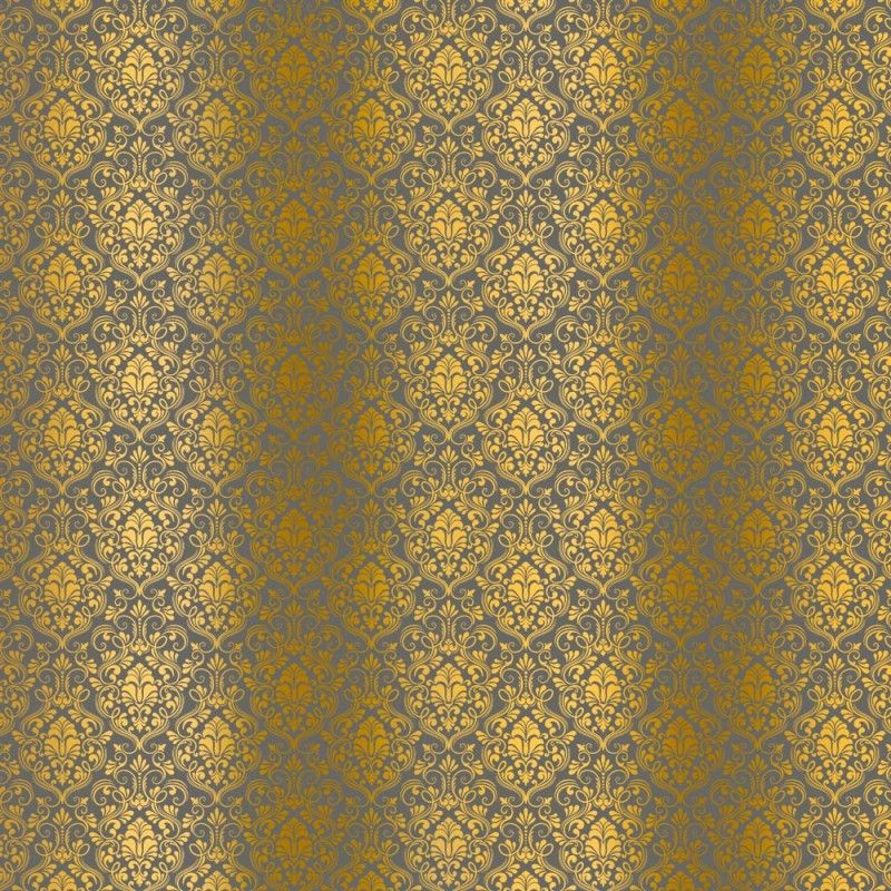 Kora - GOLD FOIL DAMASK FATIMA - GRAY