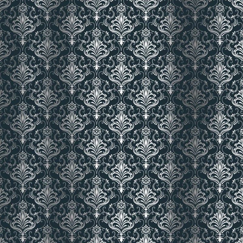 Kora - NAVY BLUE CARDSTOCK WITH SILVER FOIL - DAMASK ZAIRA