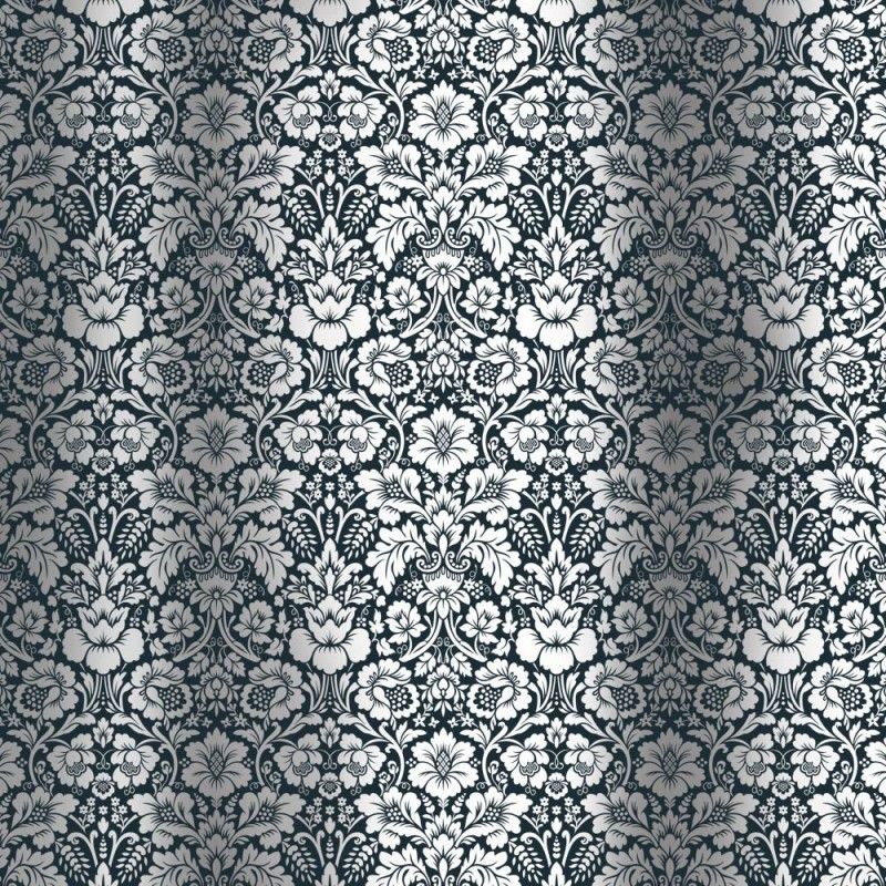 Kora - NAVY BLUE CARDSTOCK WITH SILVER FOIL - DAMASK DALIA