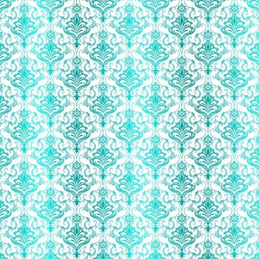 Kora - WHITE CARDSTOCK WITH TURQUOISE FOIL - DAMASK ZAIRA