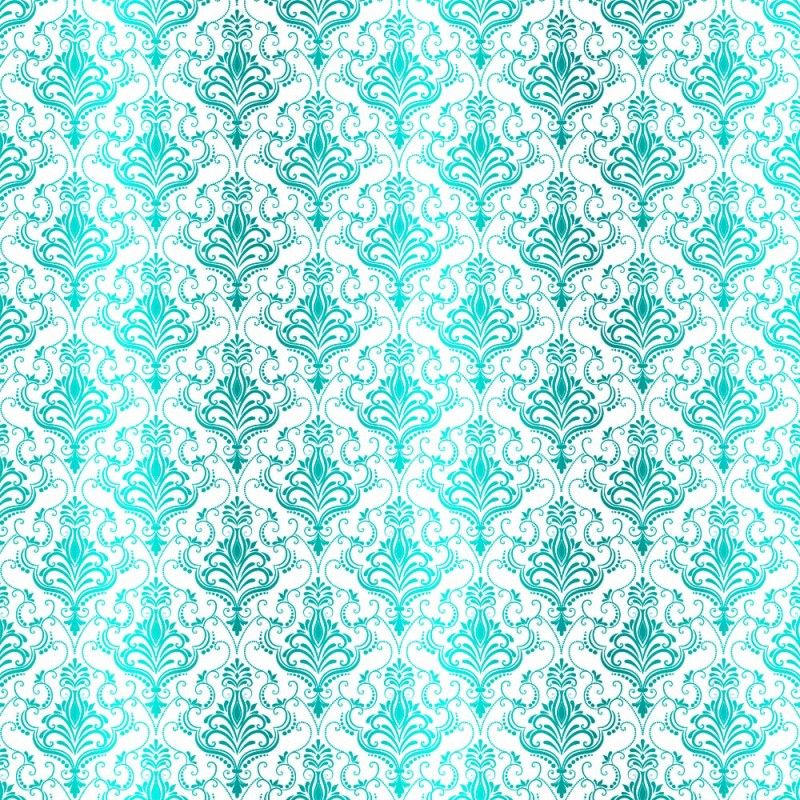 Kora - WHITE CARDSTOCK WITH TURQUOISE FOIL - DAMASK ZAIRA