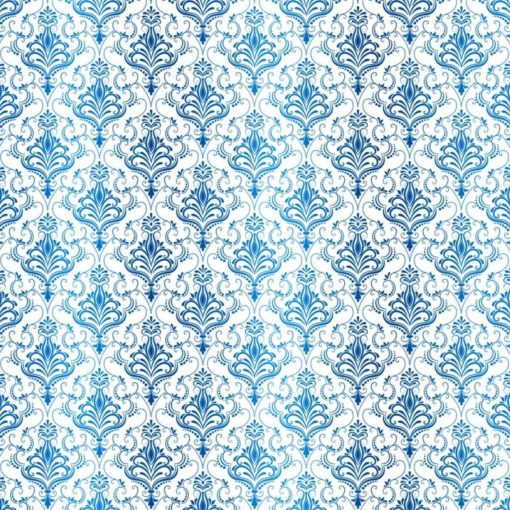 Kora - WHITE CARDSTOCK WITH BLUE FOIL - DAMASK ZAIRA