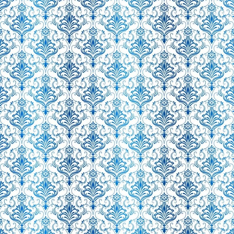 Kora - WHITE CARDSTOCK WITH BLUE FOIL - DAMASK ZAIRA