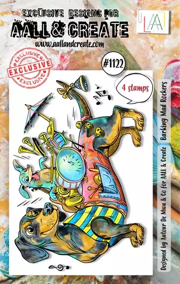 Aall& Create - # 1122 - Barking Mad Rockers - A7 STAMP -