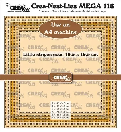 Crealies - Crea-Nest-Lies Mega Dies No.116 Squares with Little Stripes, half cm