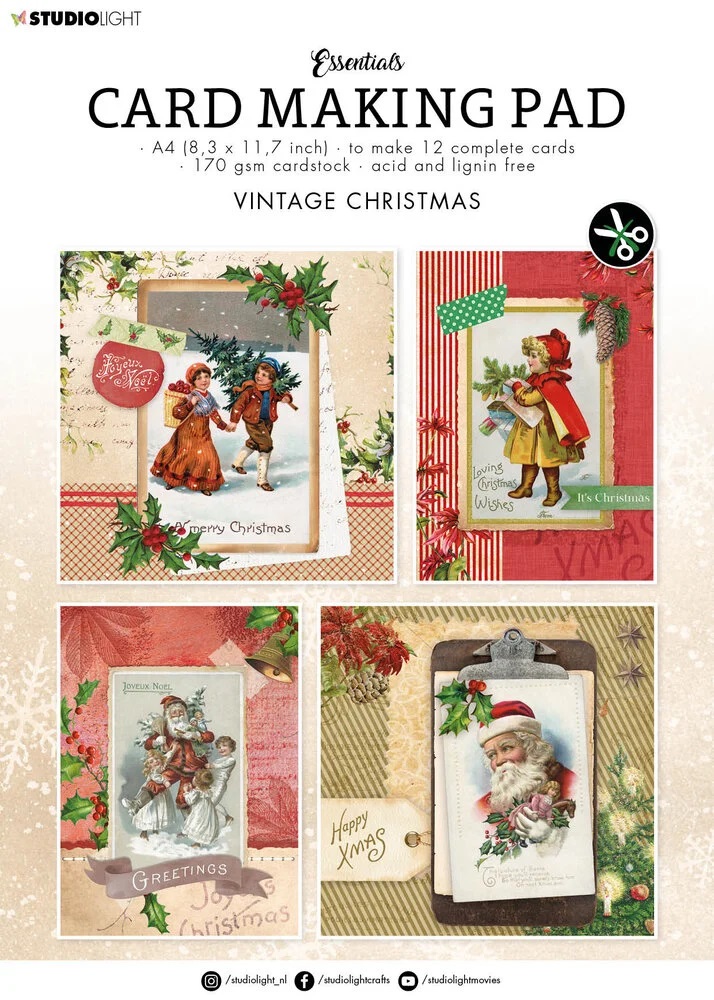 Studio Light - Vintage Christmas A4 Card Making Pad