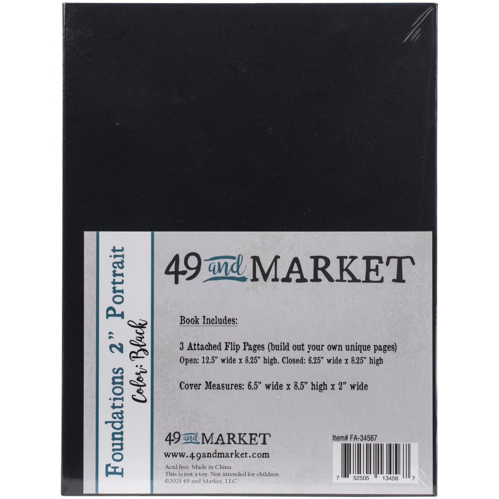 49 And Market Foundations 2" Portrait Album 8.5"X6.5" - Black
