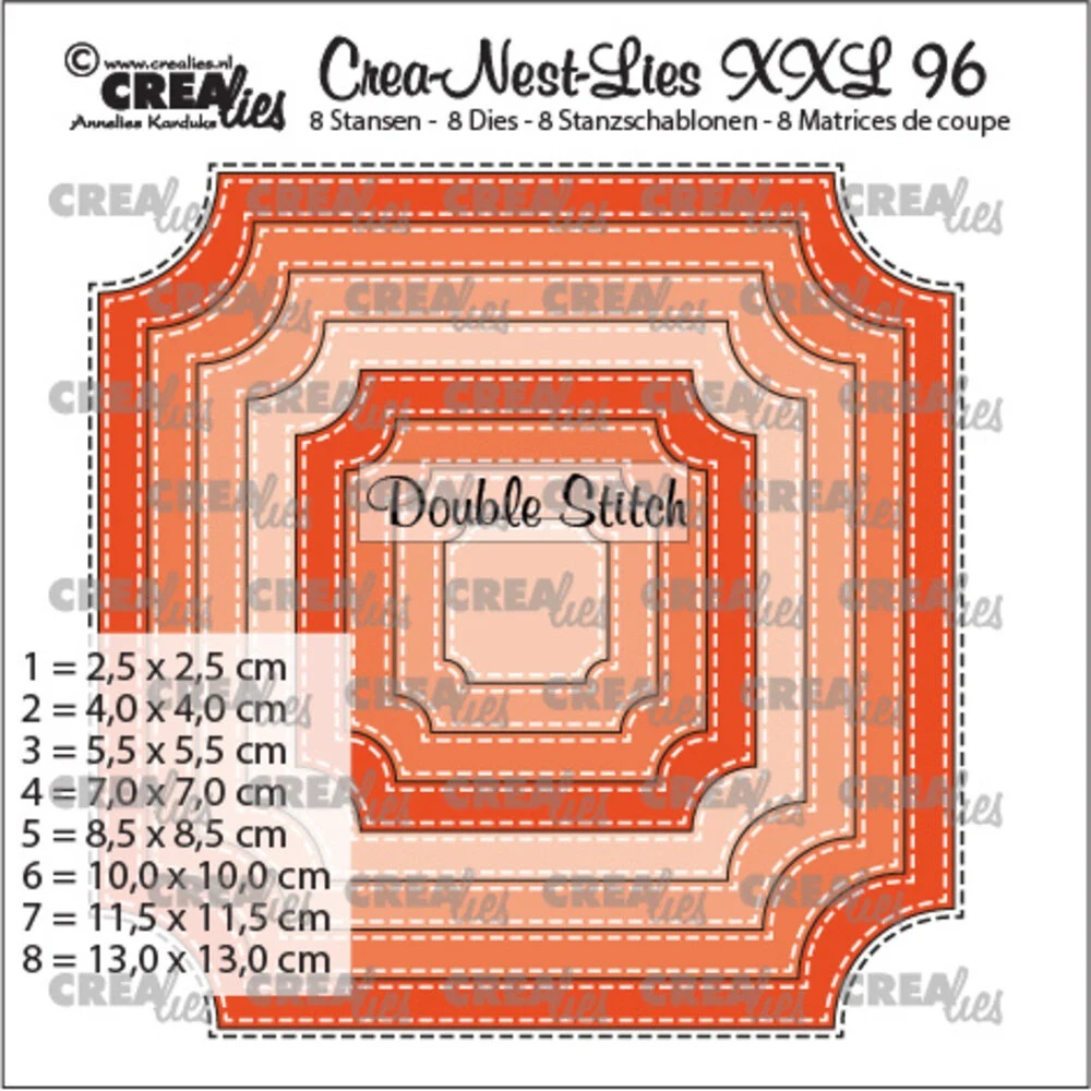 Crealies - Crea-Nest-Lies XXL Dies No. 96 Ticket Square with Double Stitch