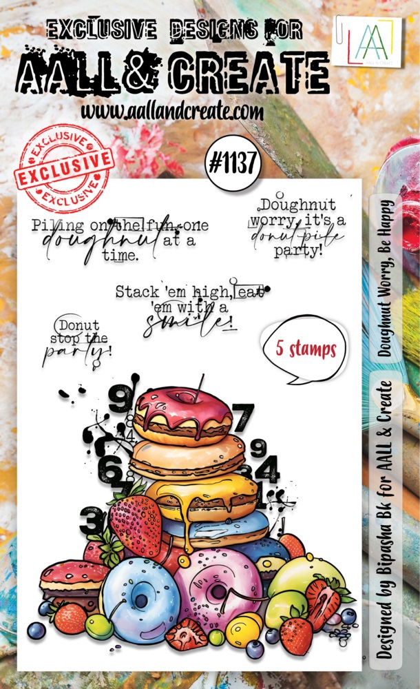 Aall & Create - #1137 - A6 STAMP SET - Doughnut Worry, Be Happy