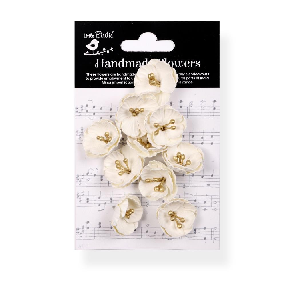 Little Birdie - Embossed Daisies Paper Flowers - Ivory Pearl