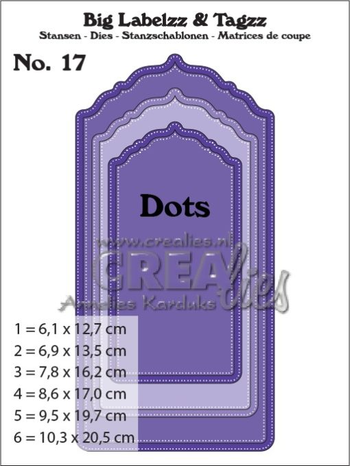 Crealies - Big Labelzz & Tagzz dies no. 17, with dots