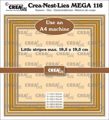 Crealies - Crea-Nest-Lies Mega Dies No.116 Squares with Little Stripes, half cm