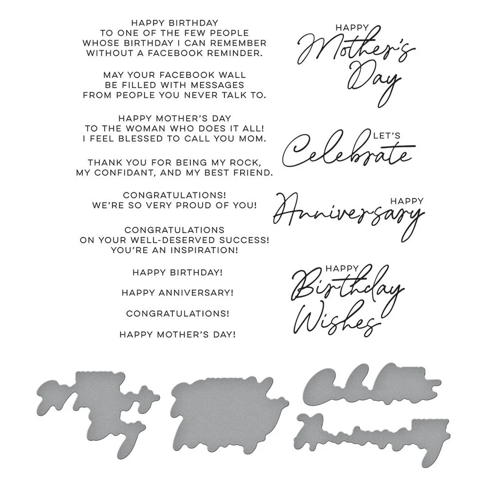 BetterPress - Let's Celebrate Sentiments Press Plate & Die Set