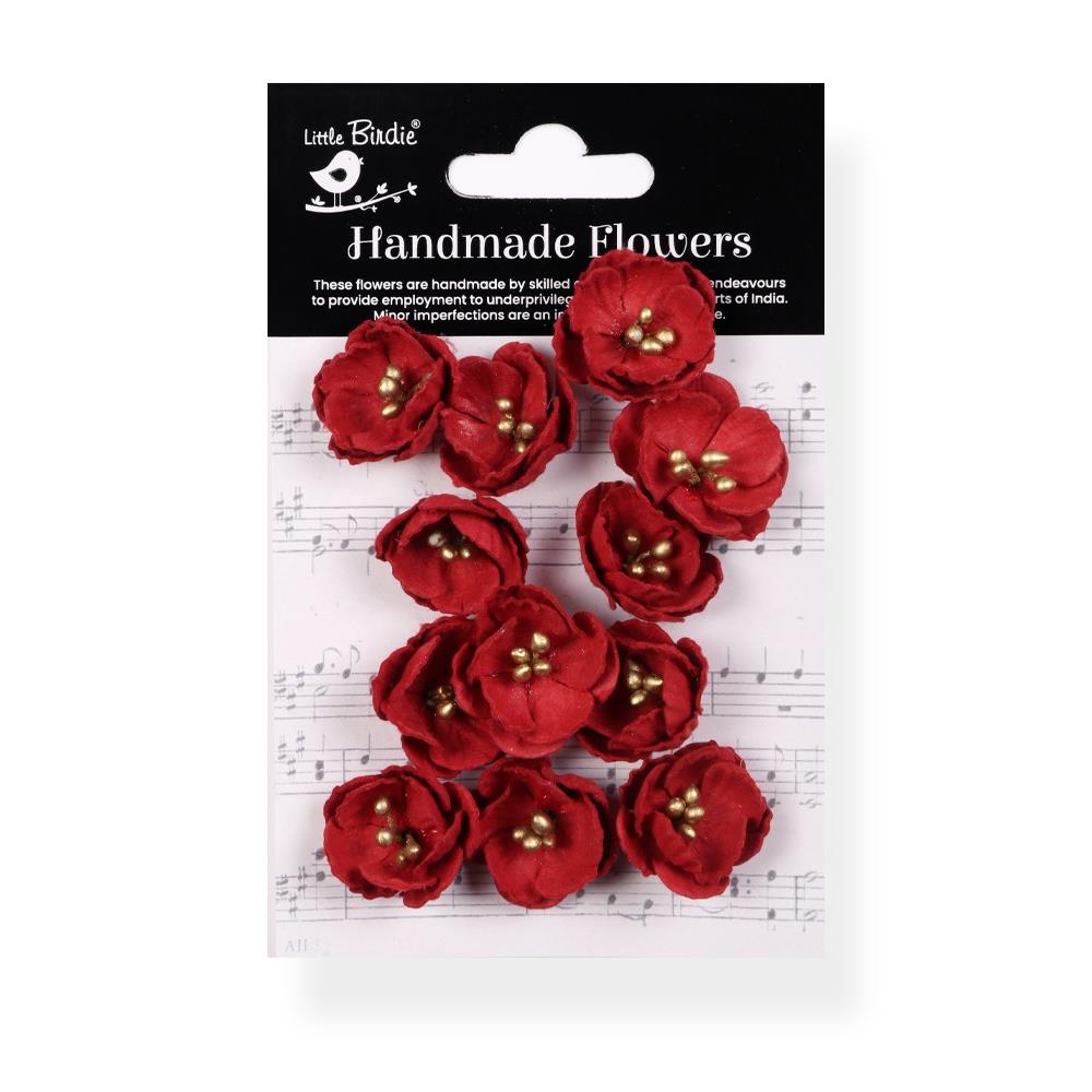 Little Birdie - Embossed Daisies Paper Flowers - Cardinal Red