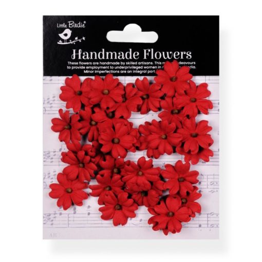 Little Birdie Carin Paper Flowers 30/Pkg - Cardinal Red