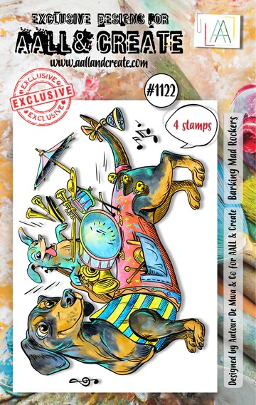 Aall& Create - # 1122 - Barking Mad Rockers - A7 STAMP -