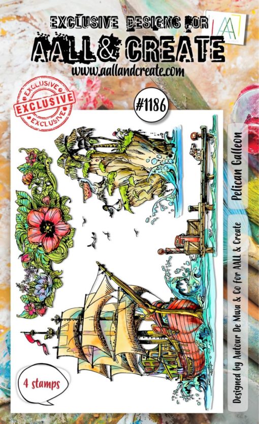 Aall & Create - #1186 - A6 STAMP SET - PELICAN GALLEON