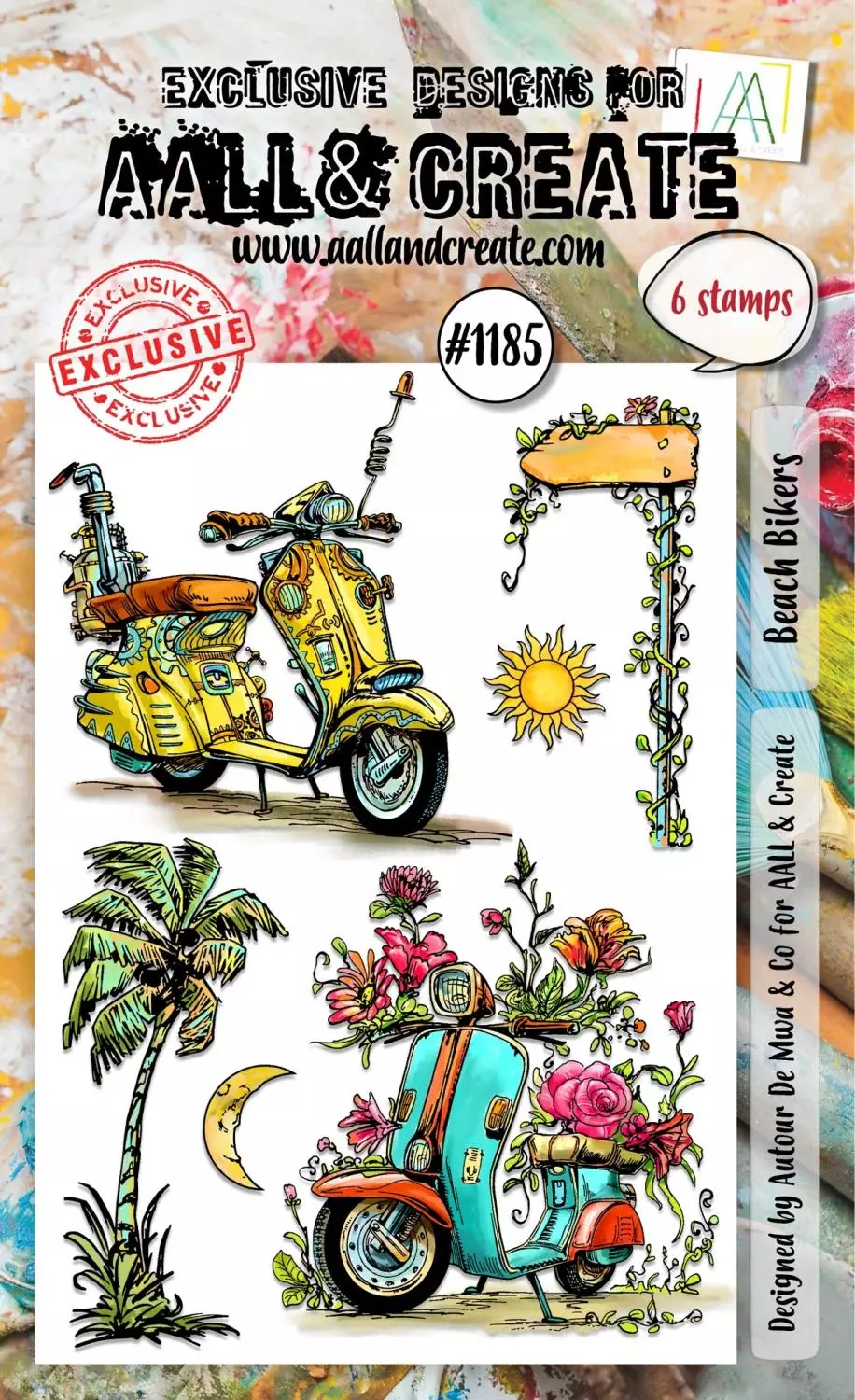 Aall & Create - #1185 - A6 STAMP SET - BEACh BIKERS
