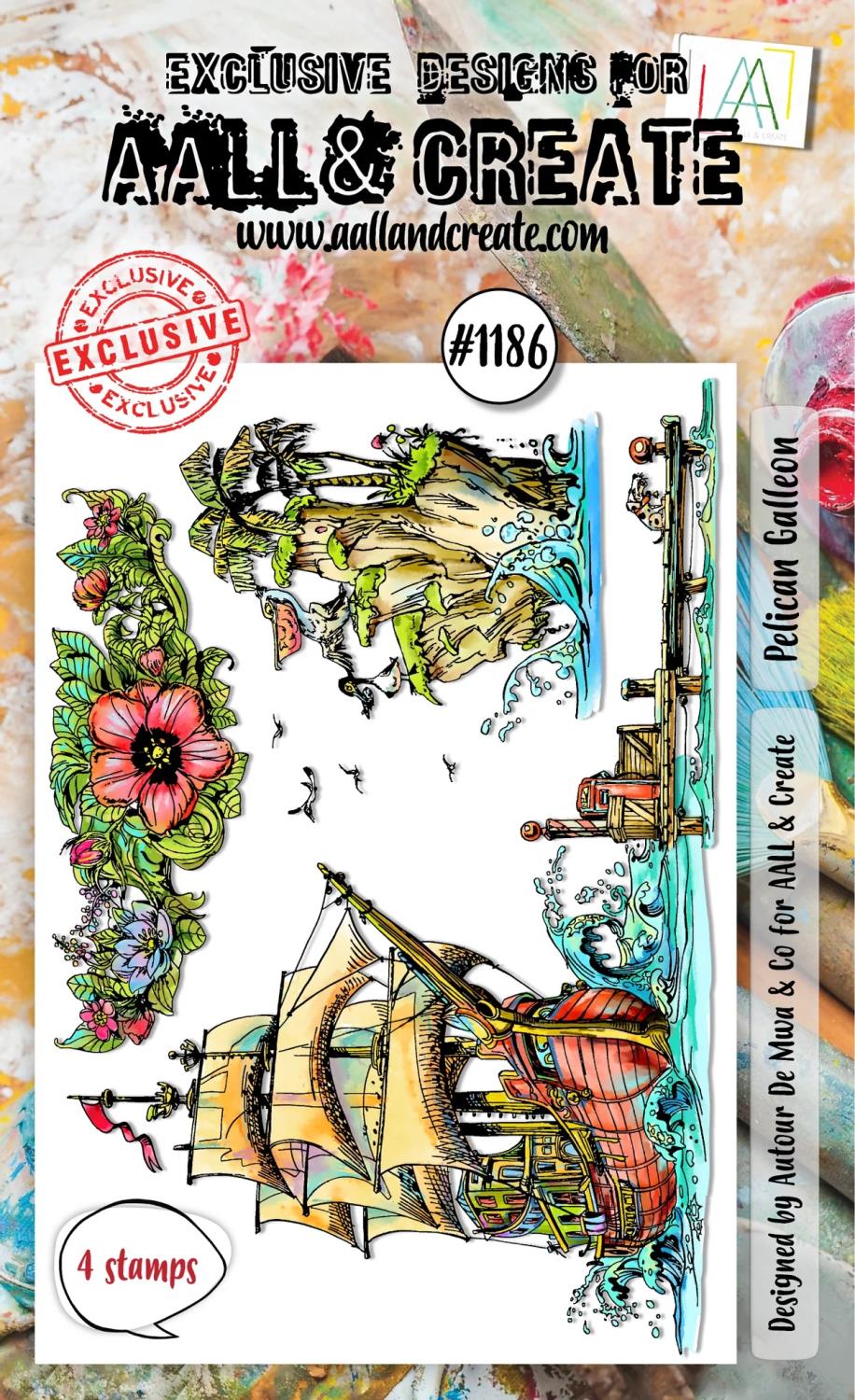 Aall & Create - #1186 - A6 STAMP SET - PELICAN GALLEON