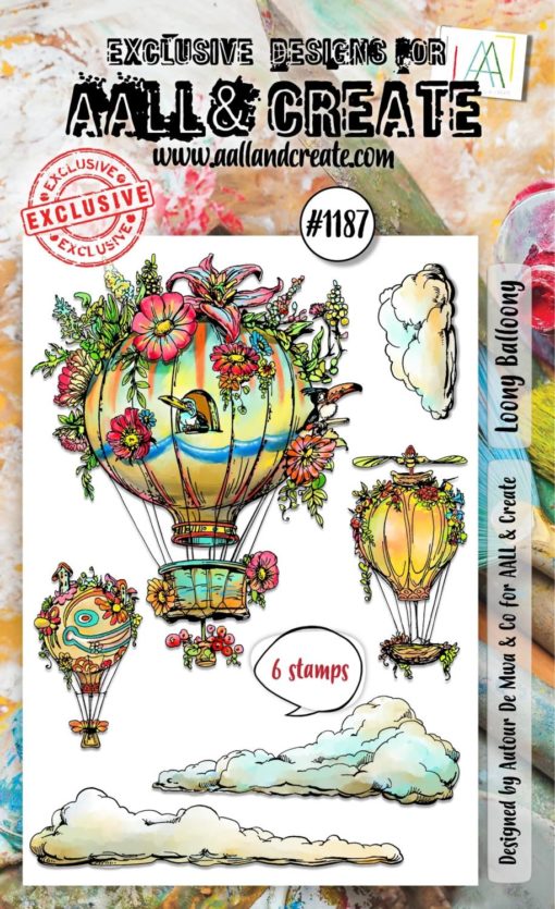 Aall & Create - #1187 - A6 STAMP SET - Loony Balloony