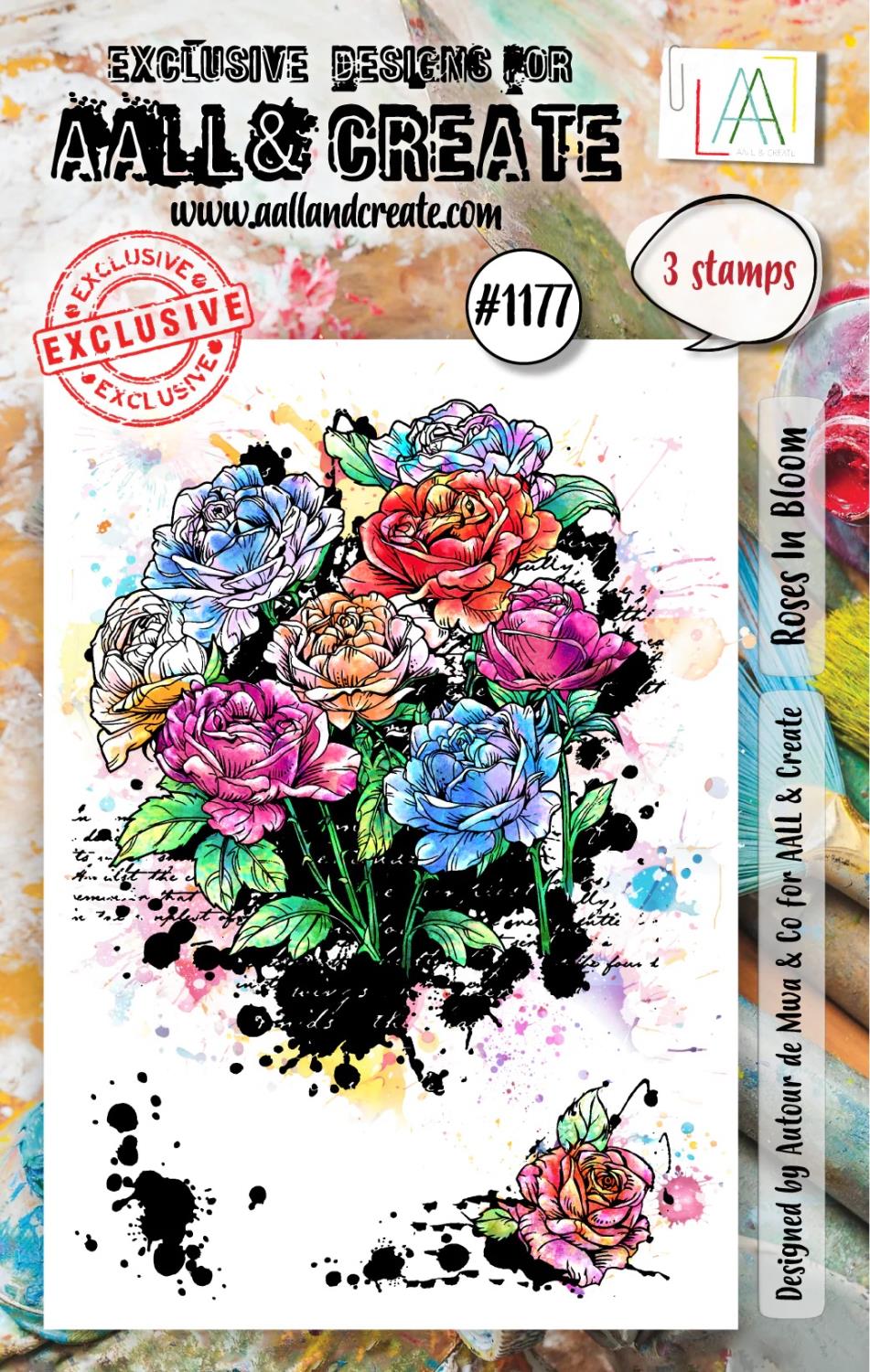 Aall& Create - #1177 - A7 STAMP SET - ROSES IN BLOOM