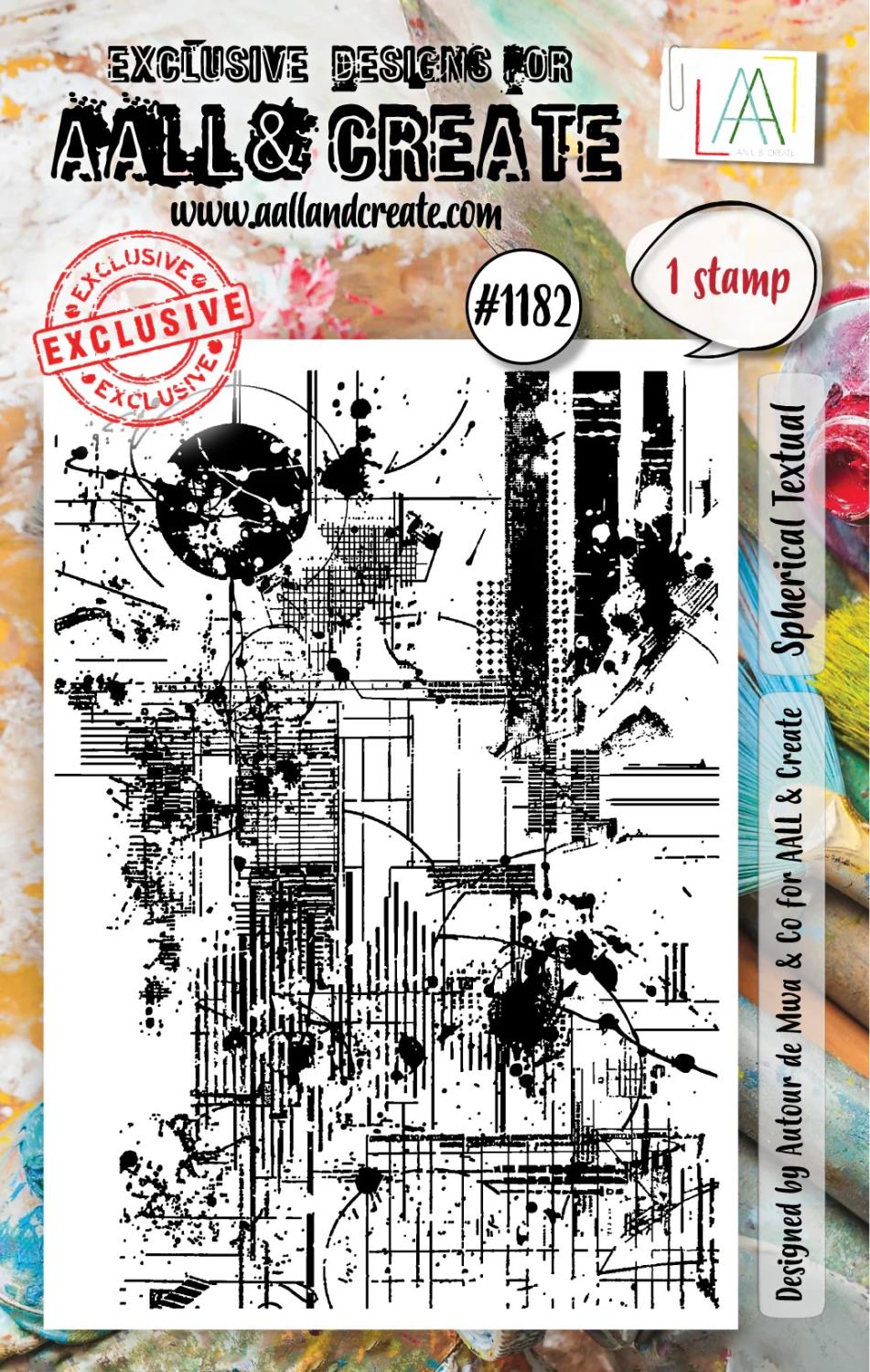 Aall& Create - #1182 - A7 STAMP SET - SPHERICAL TEXTUAL