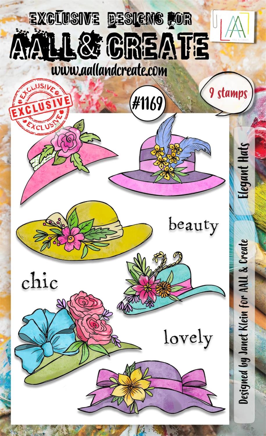 Aall & Create - #1169 - A6 STAMP SET - ELEGANT HATS
