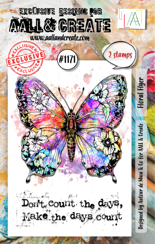 Aall& Create - #1171 - A7 Stamp Set - Floral Flyer