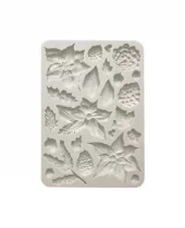 Stamperia - The Nutcracker Silicon Mould A5 Poinsettia and Pinecones
