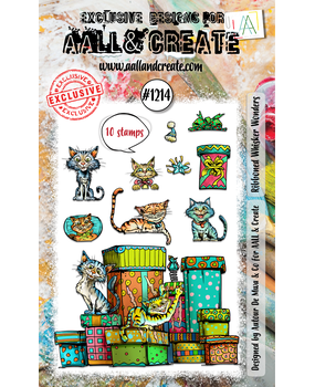 Aall & Create - #1214 - A6 STAMP SET - Ribboned Whisker Wonders