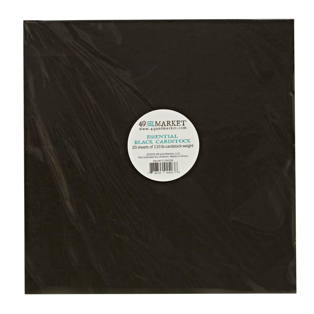 49 And Market Essential Cardstock 12"X12" 20/Pkg - Black