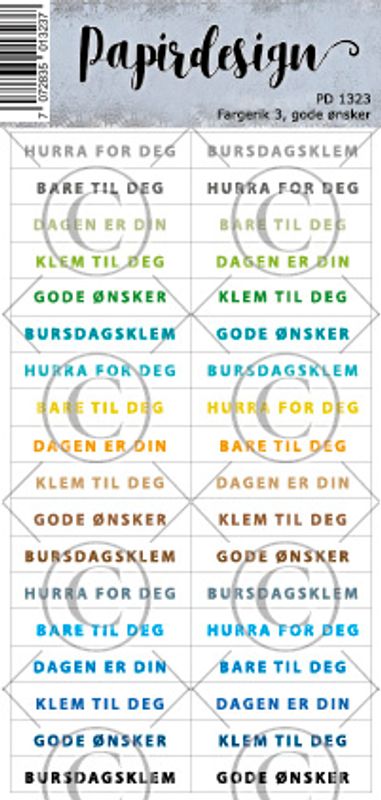 Papirdesign - Ord klistremerker - fargerik 3 - gode ønsker