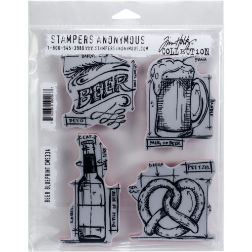 Tim Holtz - Beer Blueprint-  CMS 334 - Cling Stamps 7"X8.5"