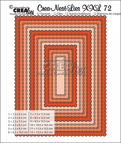 Crealies - Rektangel med scallop CLNestXXL72