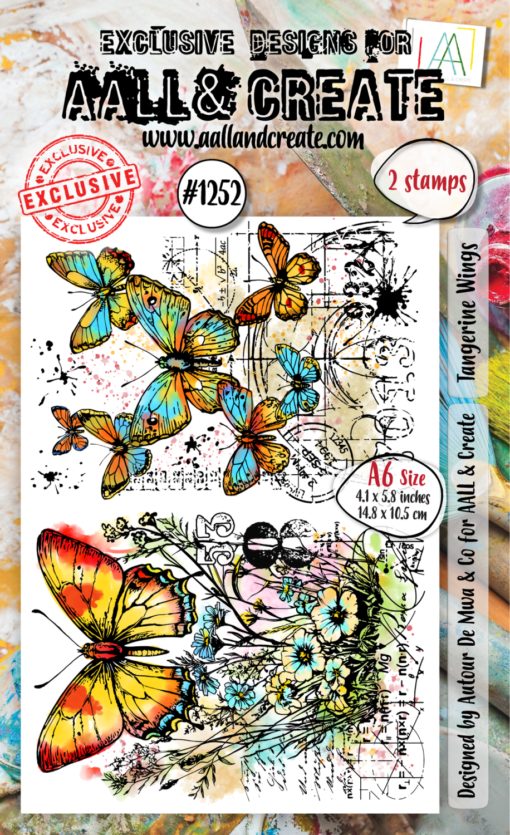 Aall& Create - #1252 - A6 Stamp Set - Tangerine Wings