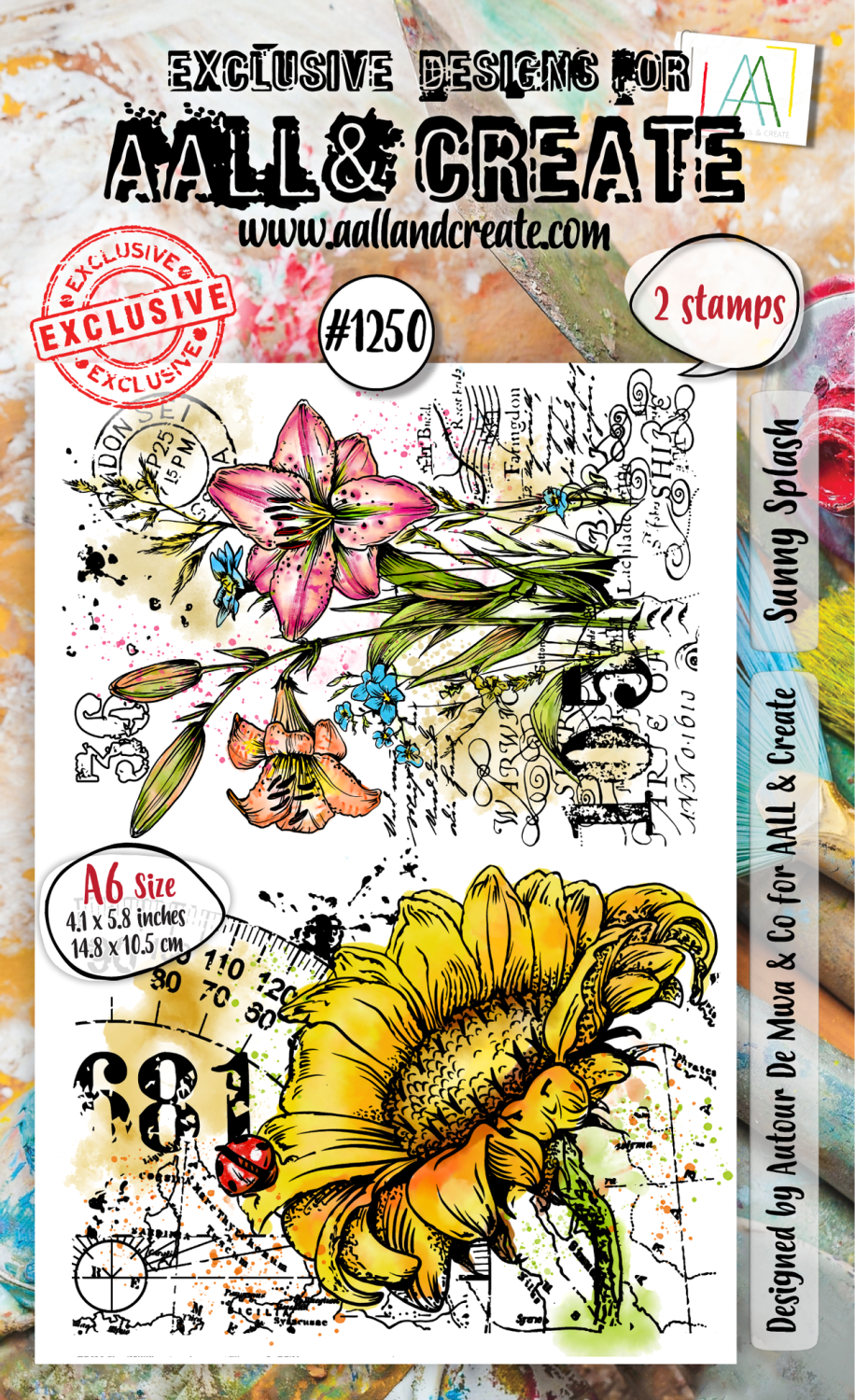 Aall& Create - #1250 - A6 Stamp Set - Sunny Splash