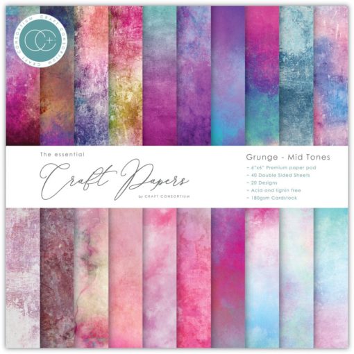 Craft Consortium Essential Craft Papers 6 x 6 Inch - Premium Gummed Pad - Mid tones