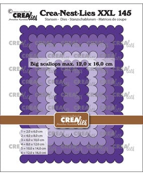 Crealies - Crea-Nest-Lies XXL Dies No. 145 Big Scalloped Rectangles (CLNestXXL145)