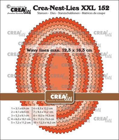 Crealies - Crea-Nest-Lies XXL Dies No. 152 Ovals With Wavy Lines (CLNestXXL152)