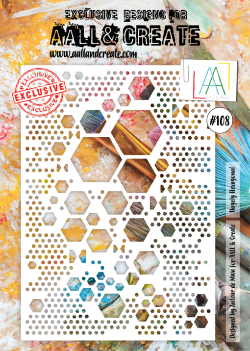 AAll&Create  #108 - A4 STENCIL - Hugely Hexagonal