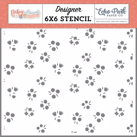 Nellie Snellen - Designer - stencil -6x6 - Baby On Board It's a Girl- Stencil My Little One Bunches