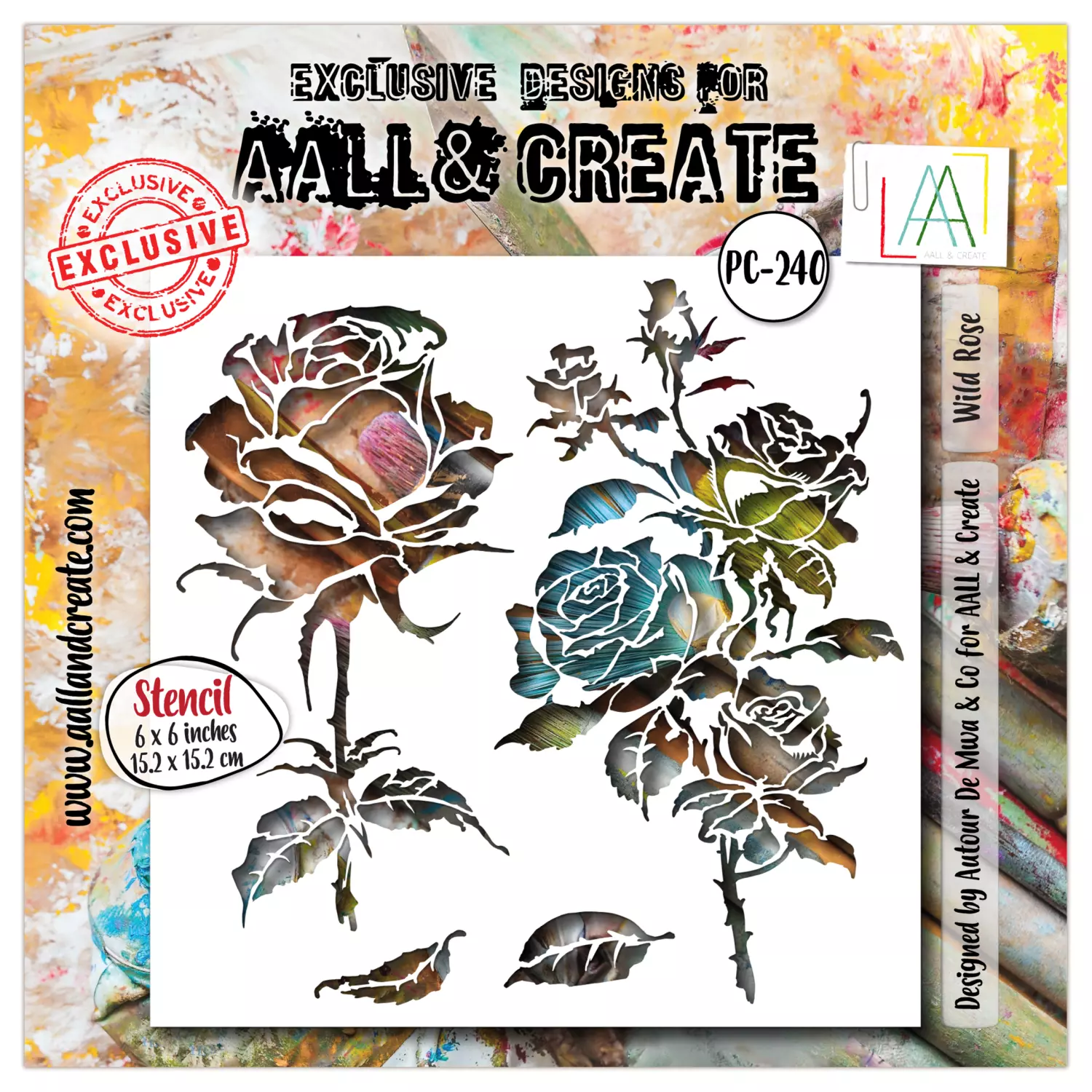 Aall&Create - #239- 6"X6" STENCIL - Wild Rose
