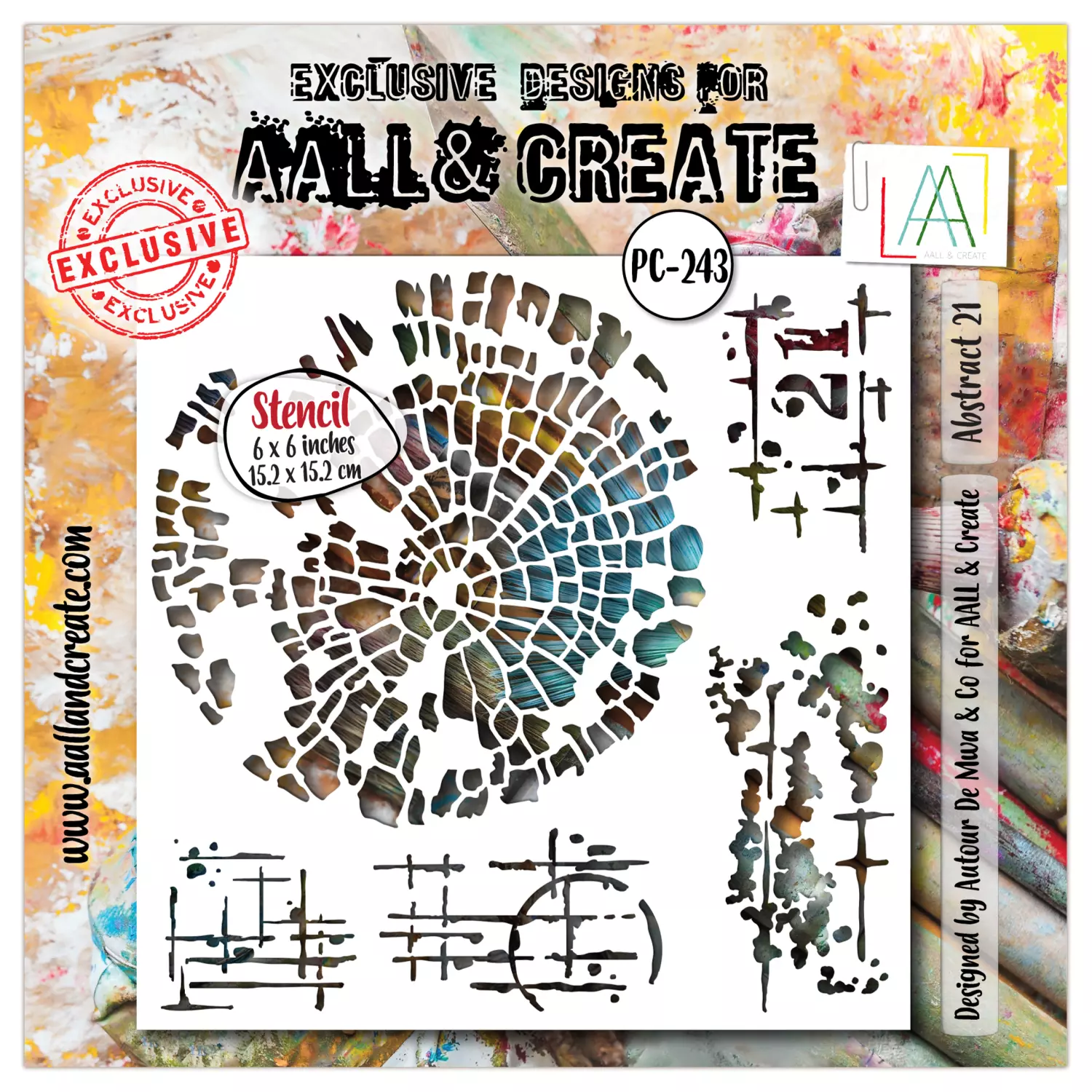 Aall&Create - #243- 6"X6" STENCIL - Abstract 21