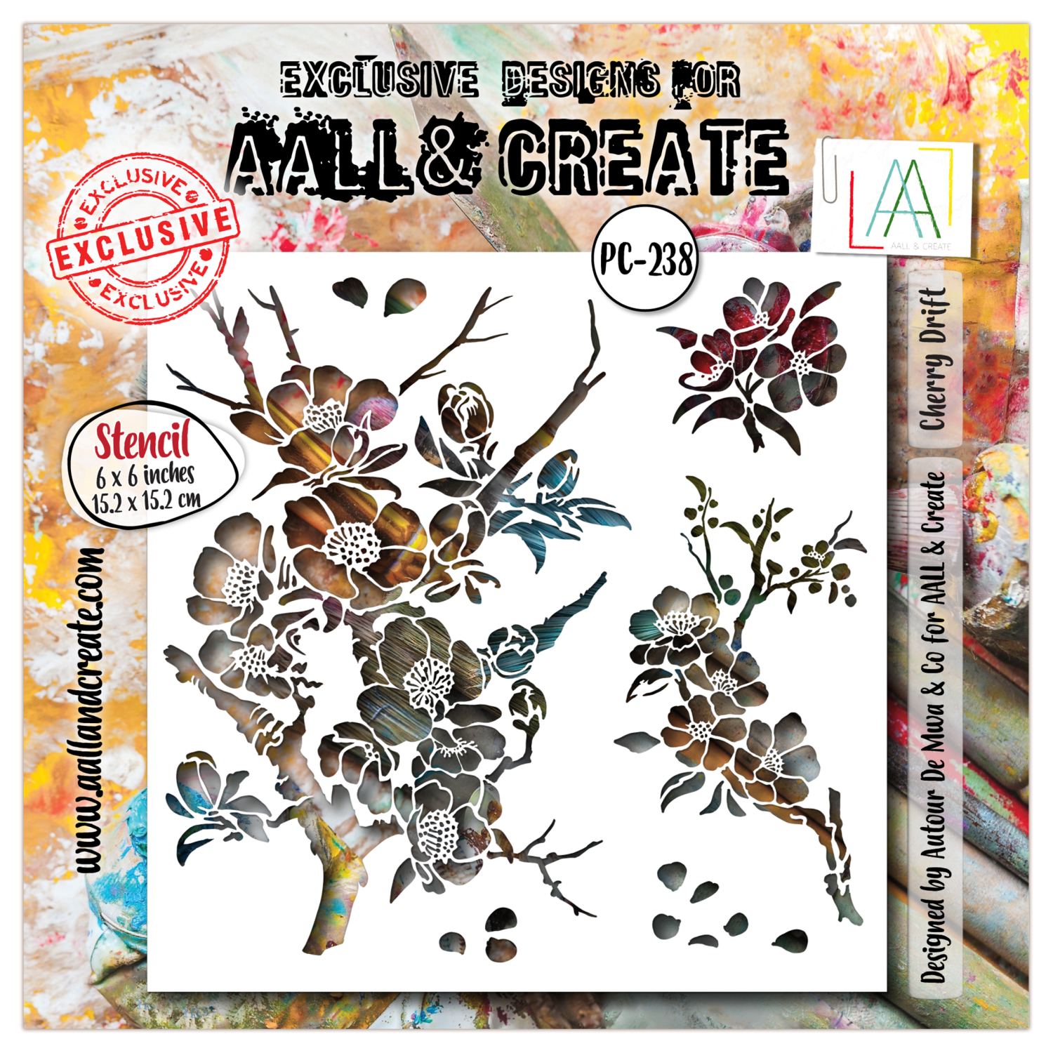Aall&Create - #238- 6"X6" STENCIL - Cherry Drift