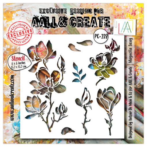 Aall&Create - #239- 6"X6" STENCIL - Magnolia Swag