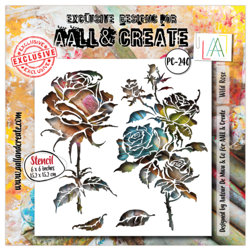 Aall&Create - #239- 6"X6" STENCIL - Wild Rose