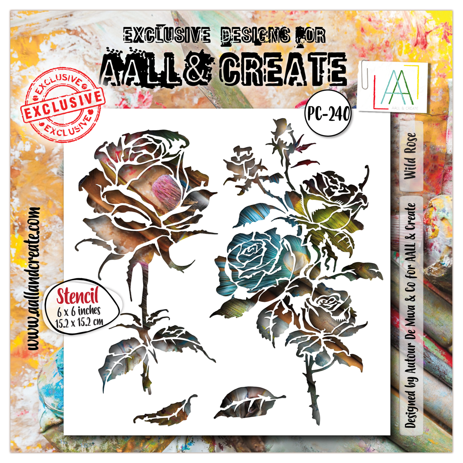 Aall&Create - #239- 6"X6" STENCIL - Wild Rose