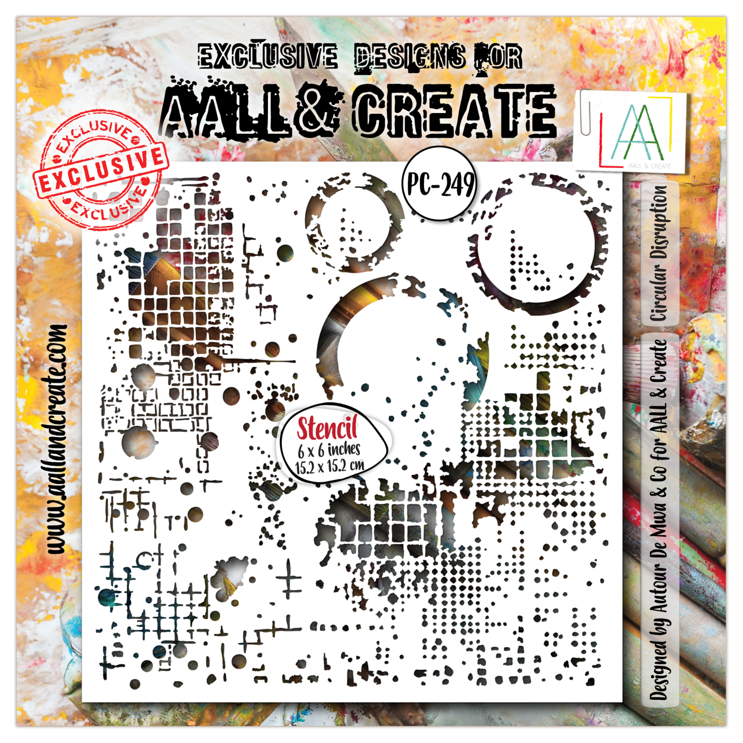 Aall&Create - #249- 6"X6" STENCIL - Circular Disruption